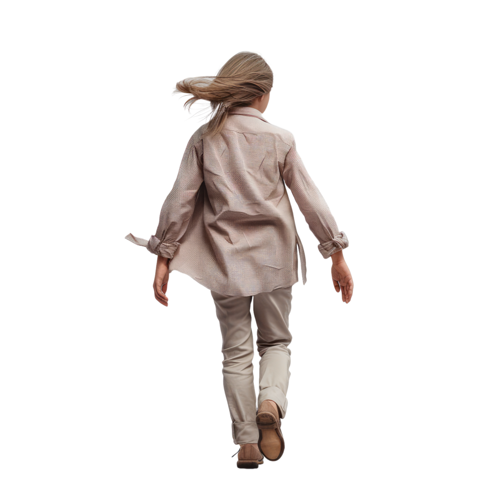 AI generated Young Woman in Casual Hoodie and Trousers Walking Away - Isolated Back View png