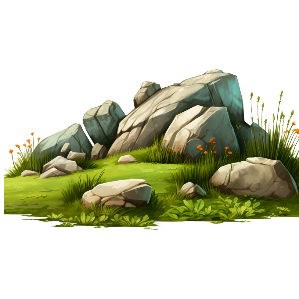 AI generated Limestone Mountains stone on grass  generative AI png