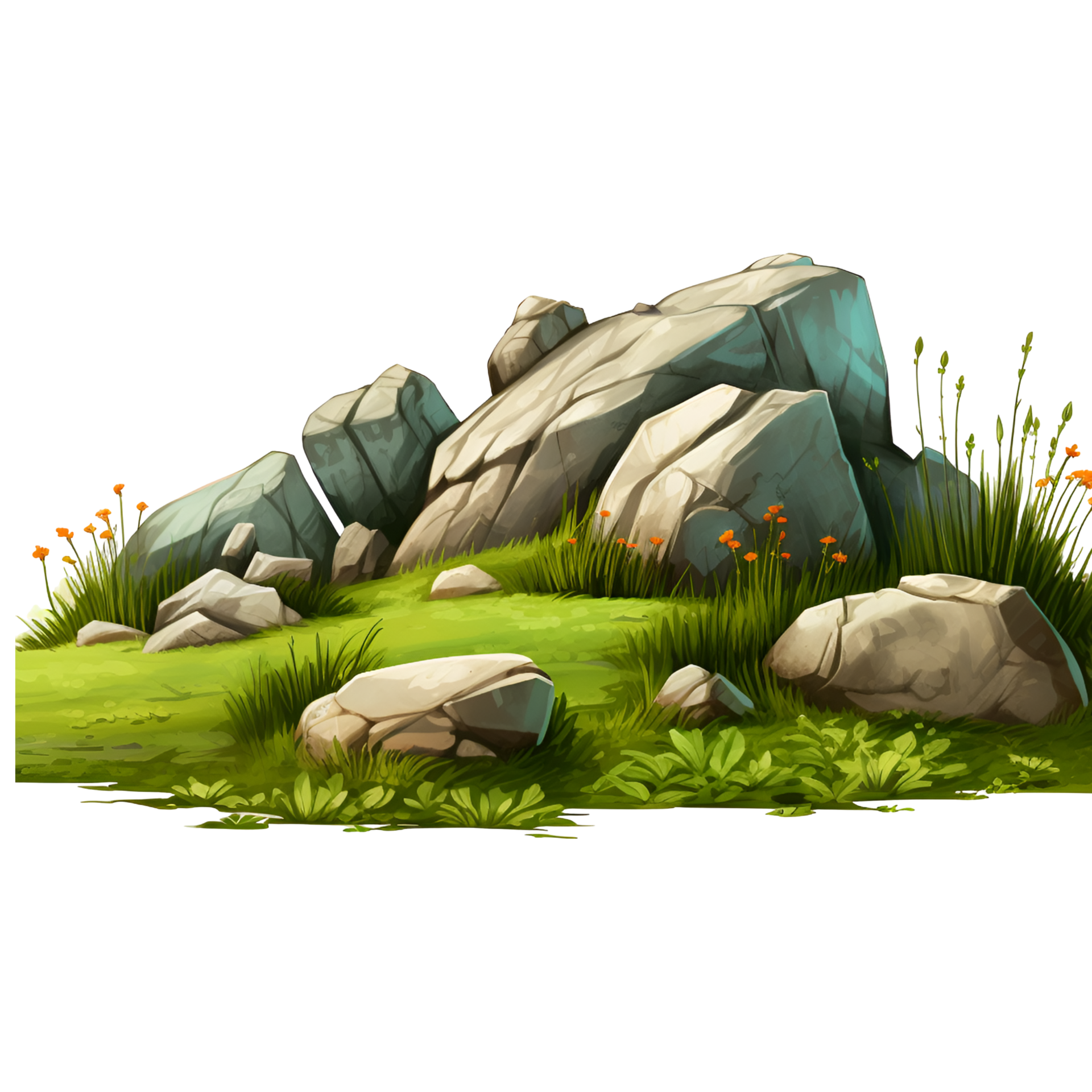AI generated Limestone Mountains stone on grass generative AI 39324147 PNG