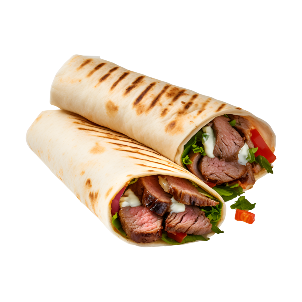 AI generated chapati ,Sandwich bread kebab food  is on isolated transparent background generative AI png