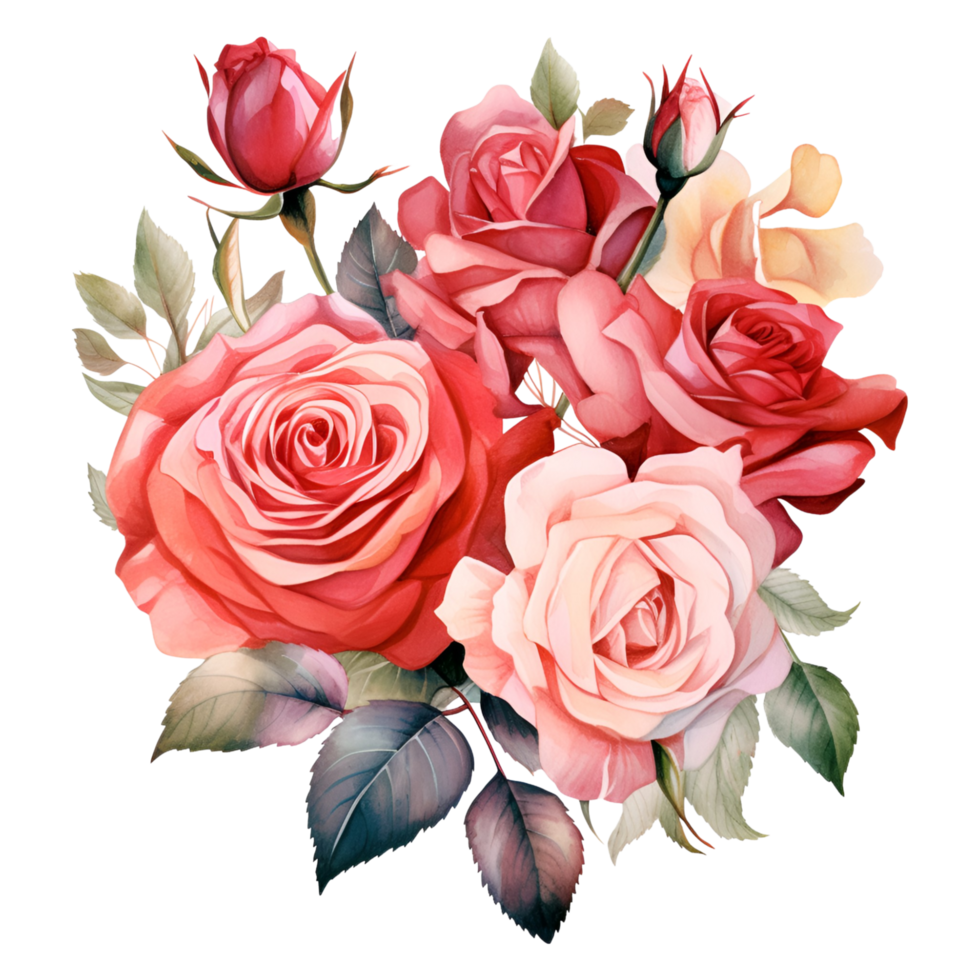 AI generated Bouquet of roses transparent background generative AI png