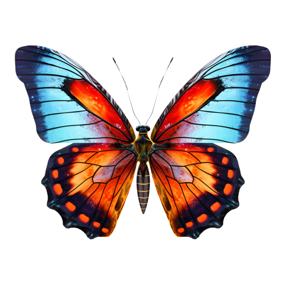 AI generated colorful butterfly   on transparent background  generative AI png