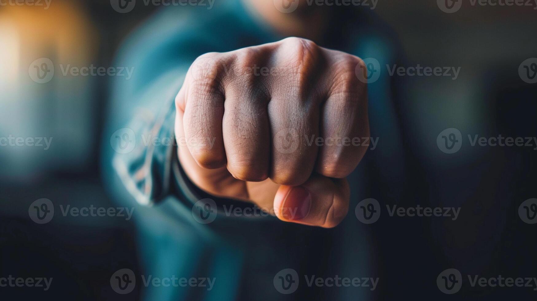 AI generated An individual's clenched hands are facing forward, background image, generative AI photo