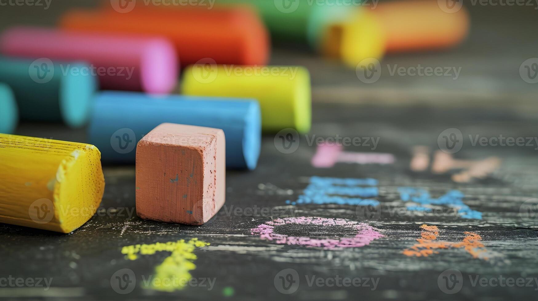 AI generated Back to school, Chalkboard Countdown, Use a chalkboard to create a countdown to the first day of school with vibrant chalk colors, background image, generative AI photo
