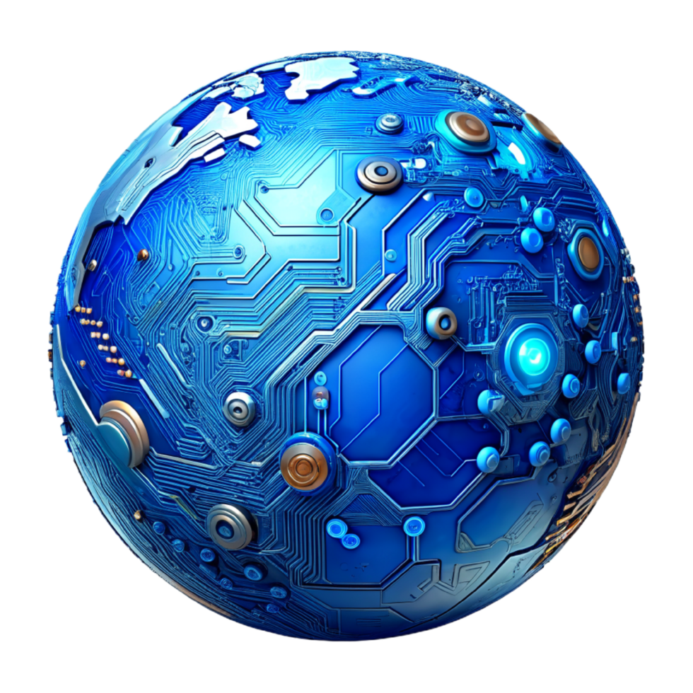 AI generated 3D world global network digital technology png