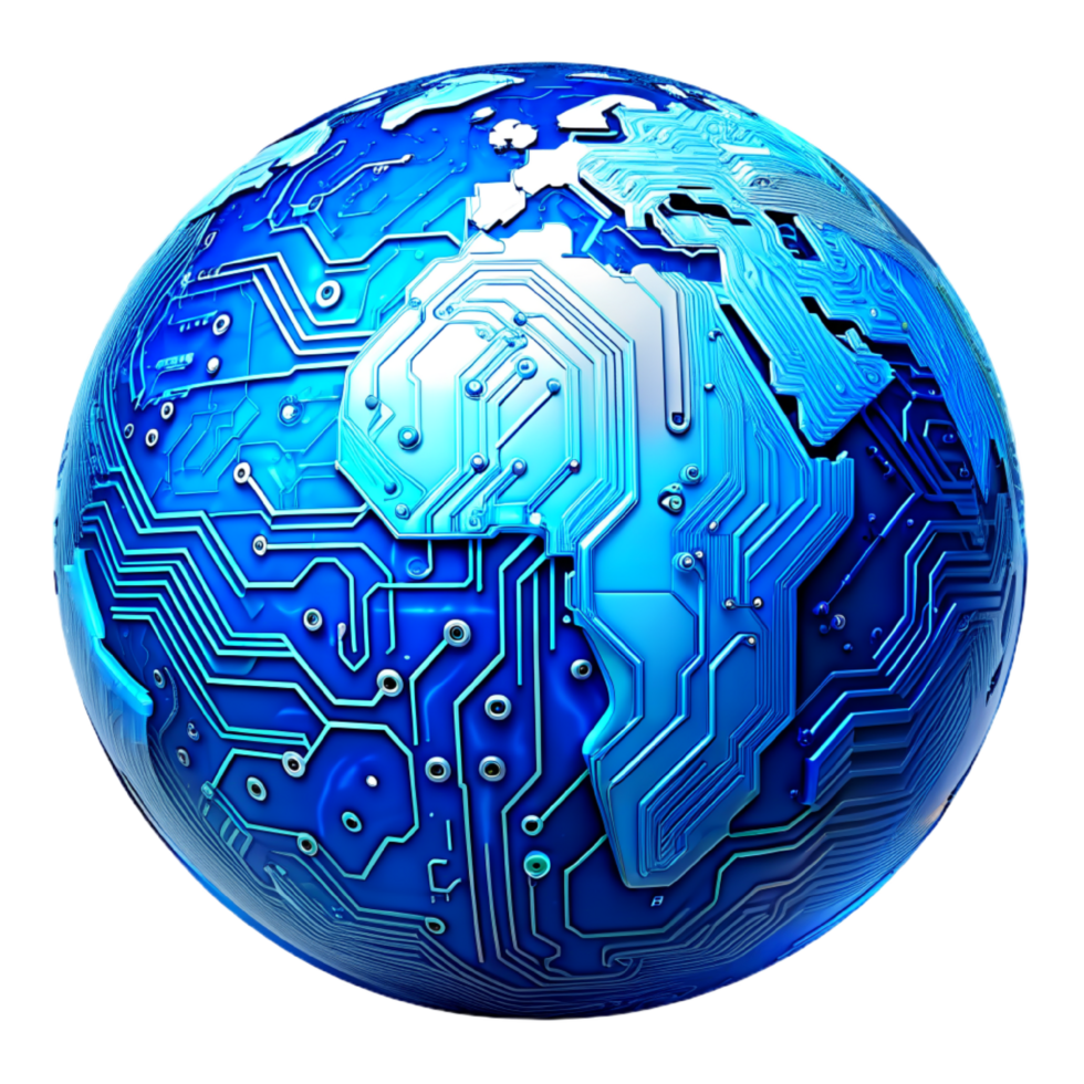 AI generated 3D world global network digital technology png