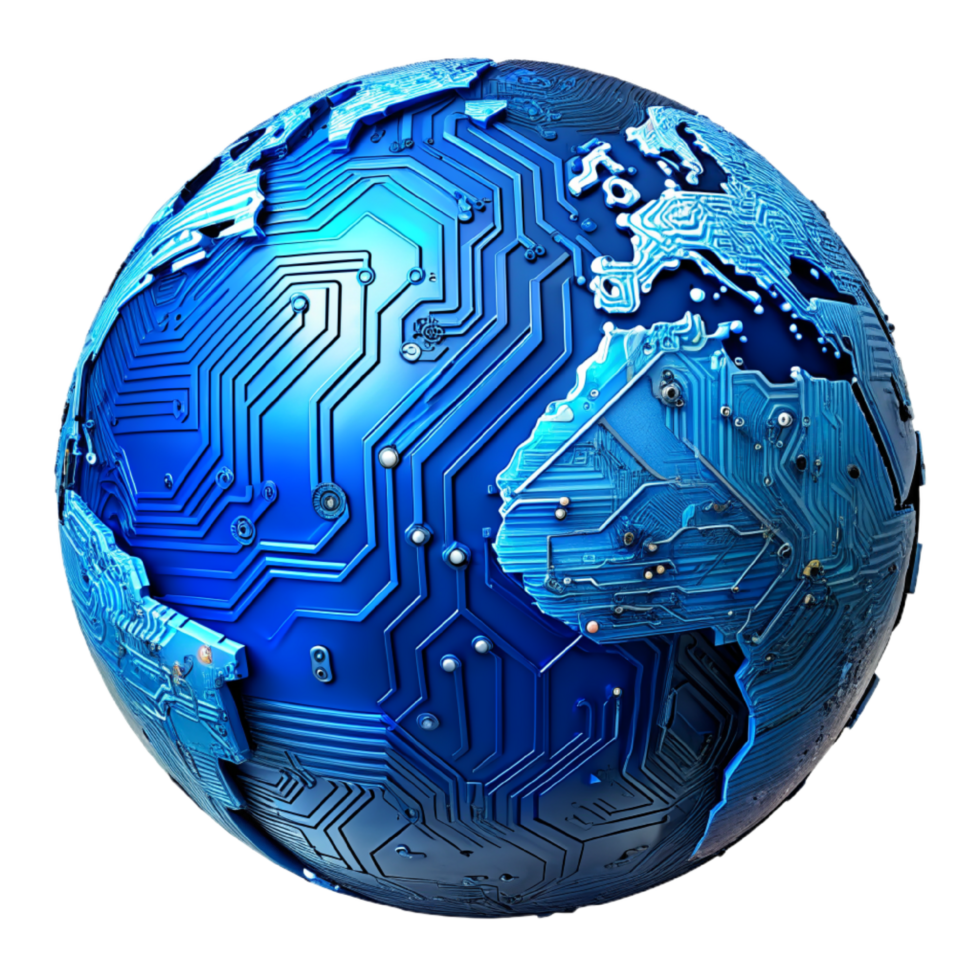 AI generated 3D world global network digital technology png