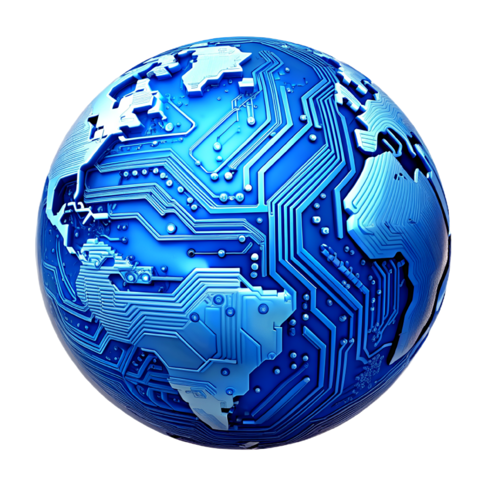 AI generated 3D world global network digital technology png