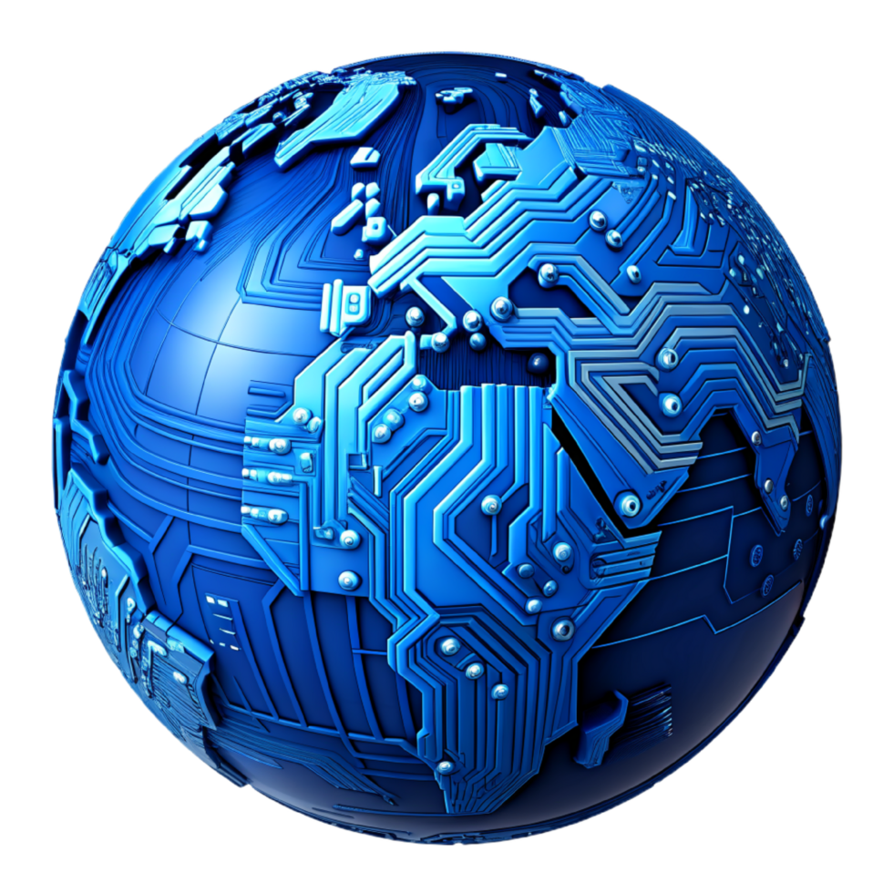 AI generated 3D world global network digital technology png