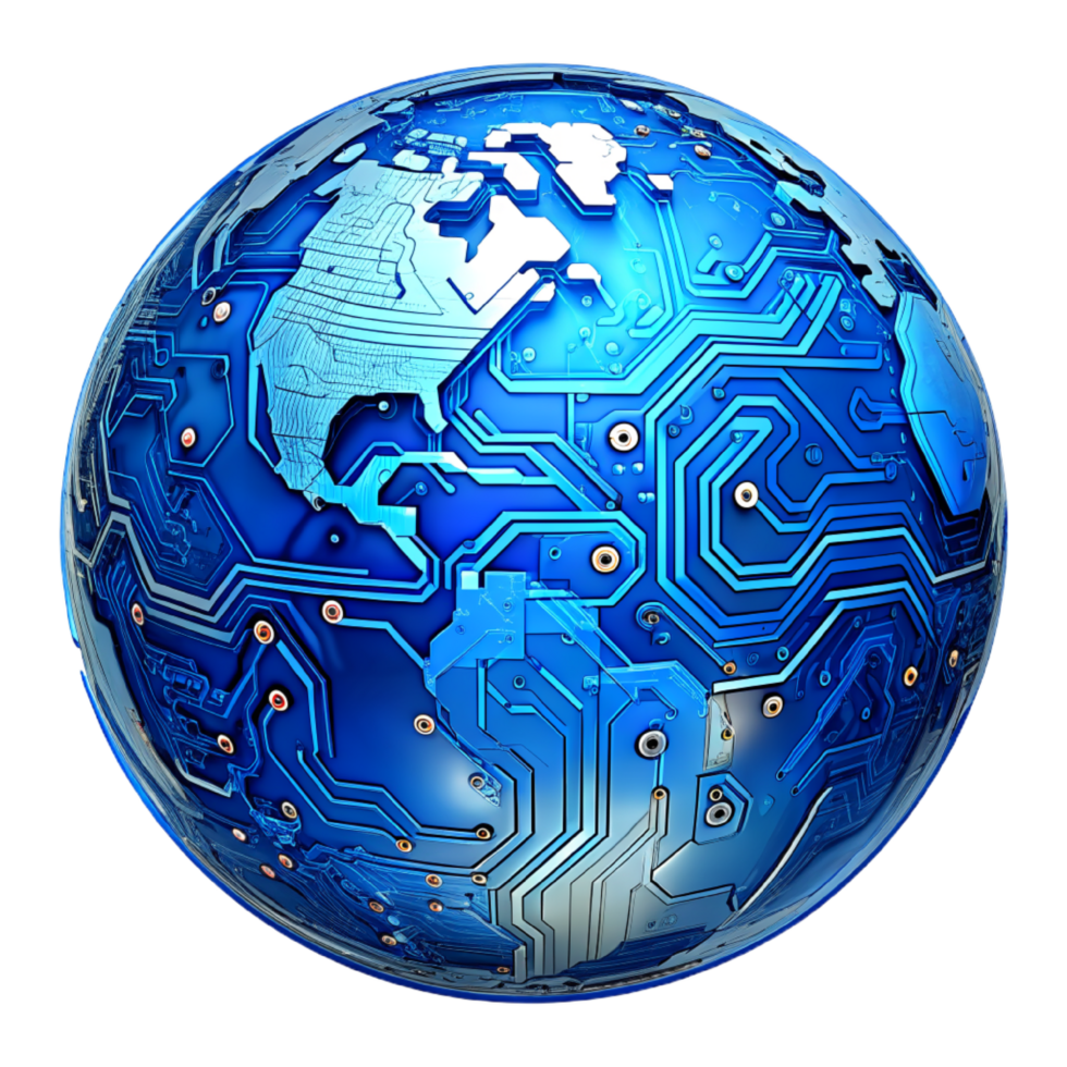 AI generated 3D world global network digital technology png