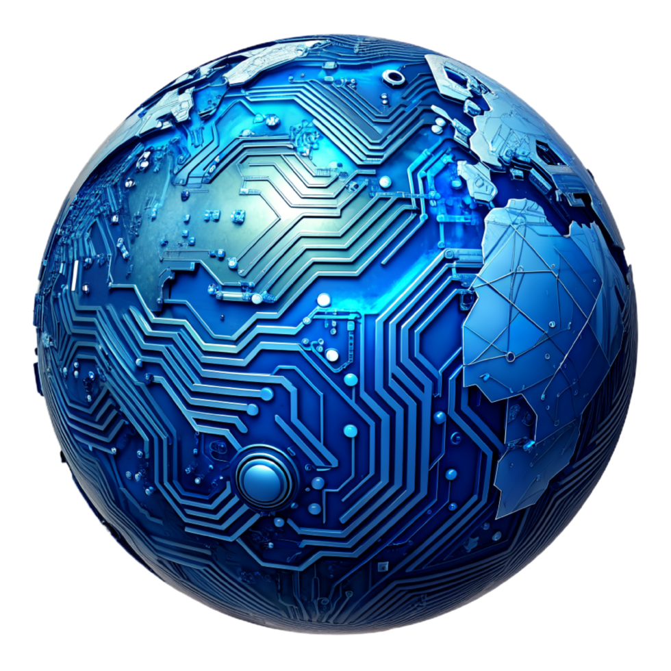 AI generated 3D world global network digital technology png
