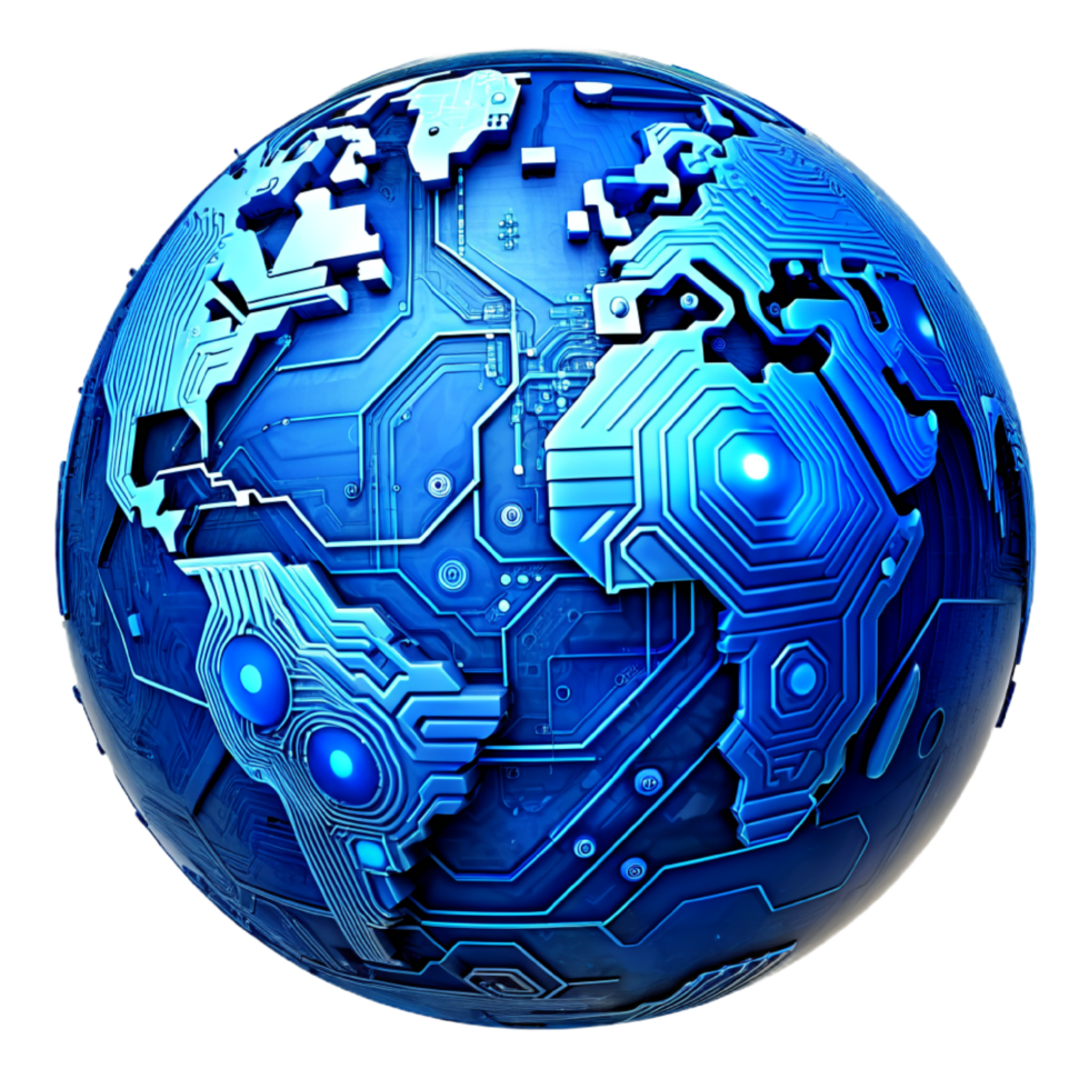 AI generated 3D world global network digital technology png