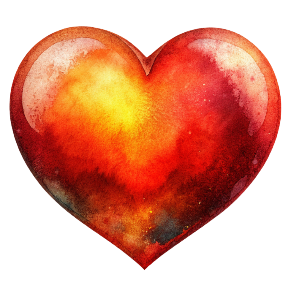 AI generated heart shape watercolor png