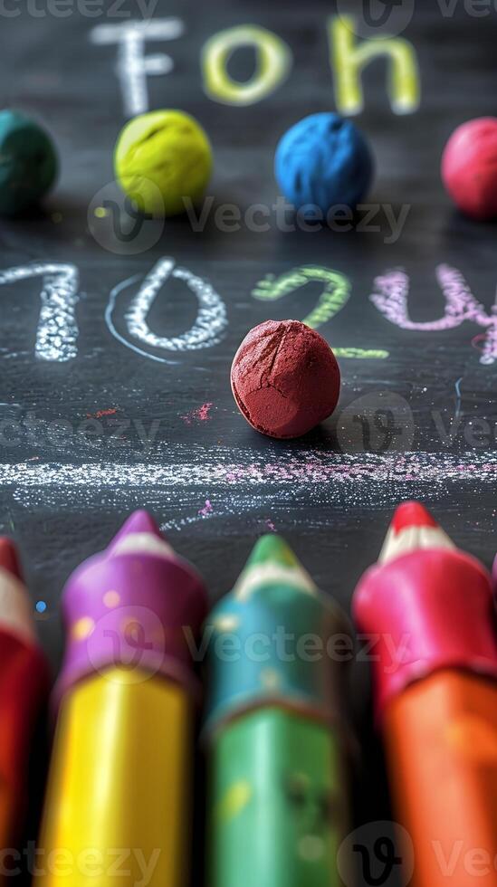 AI generated Back to school, Chalkboard Countdown, Use a chalkboard to create a countdown to the first day of school with vibrant chalk colors, background image, generative AI photo