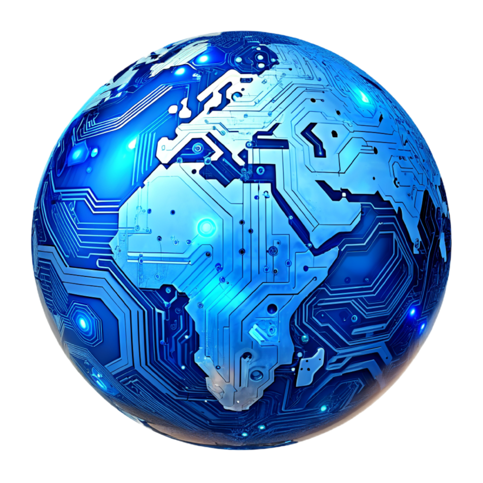 AI generated 3D world global network digital technology png