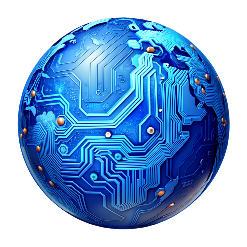 AI generated 3D world global network digital technology png