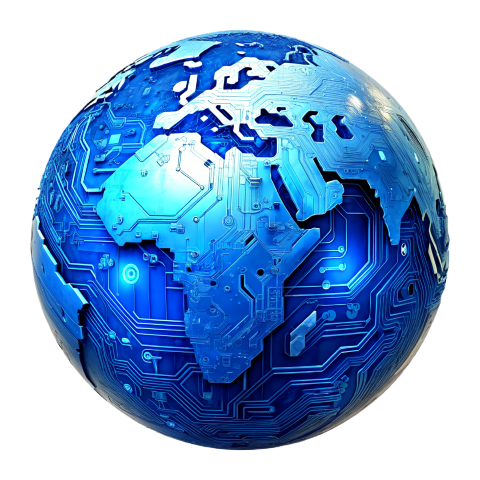AI generated 3D world global network digital technology png