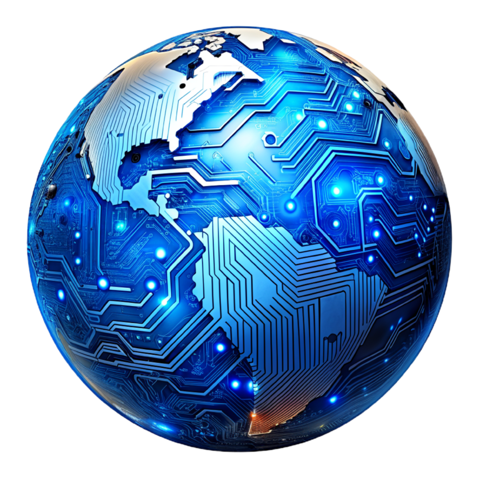 AI generated 3D world global network digital technology png