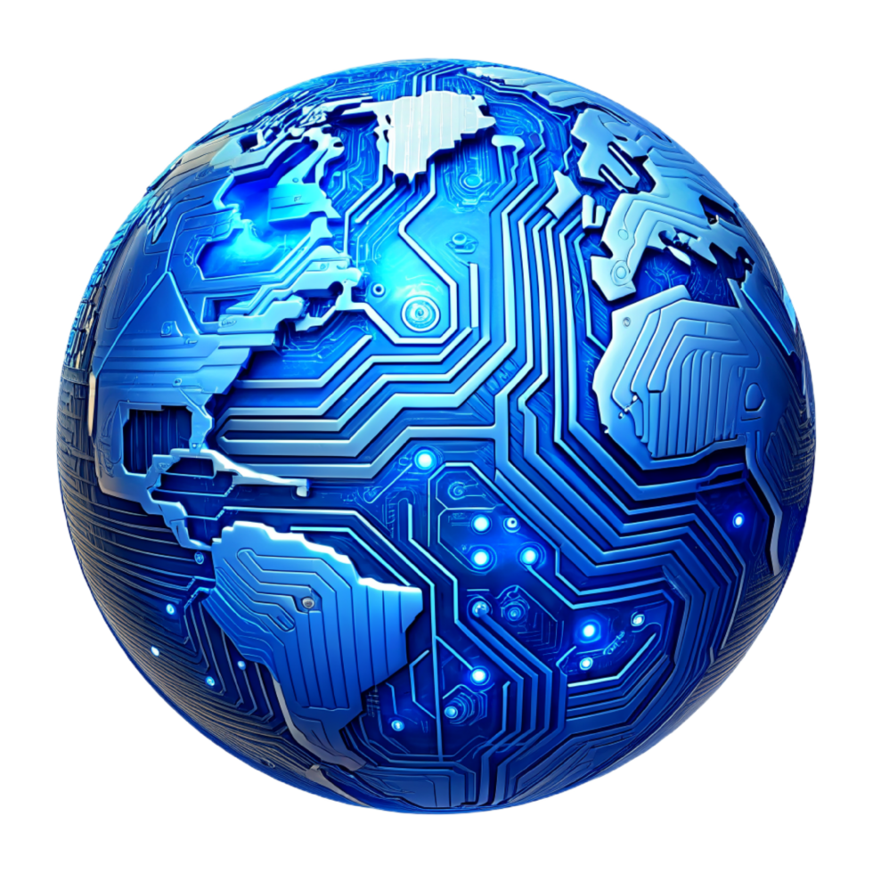 AI generated 3D world global network digital technology png