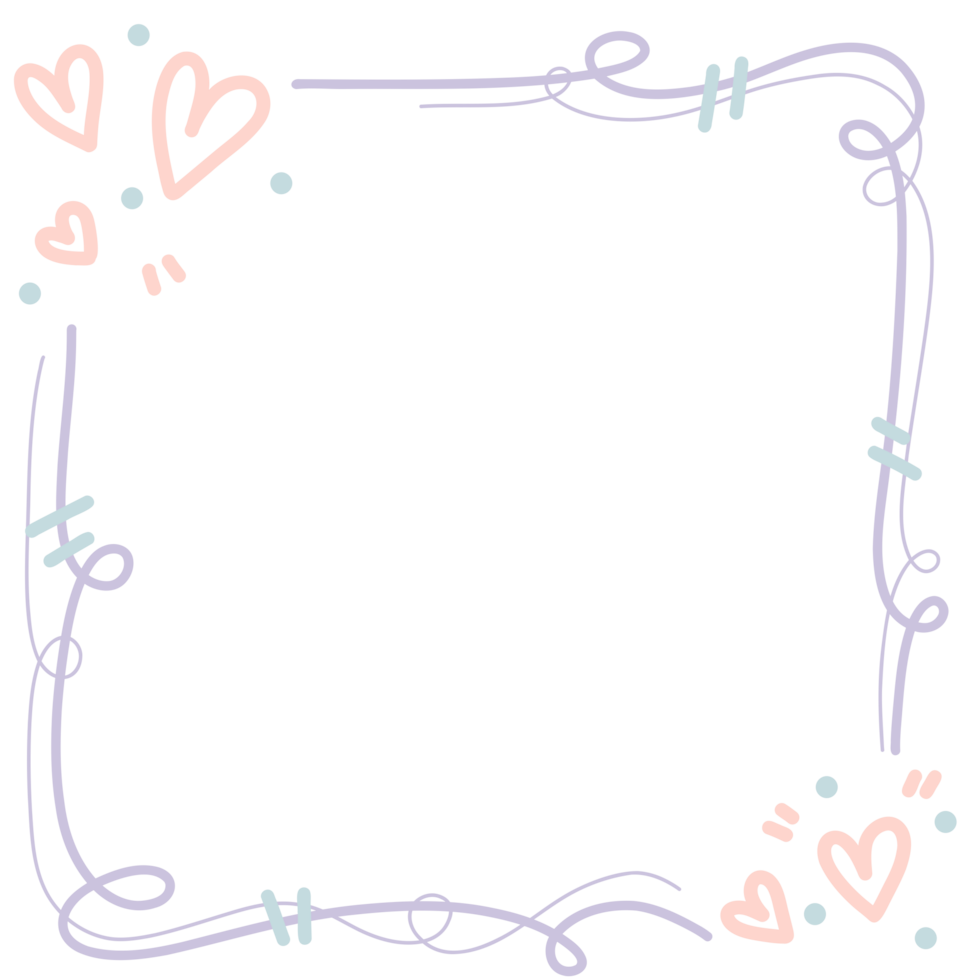 Cute doodle in pastel color frame png
