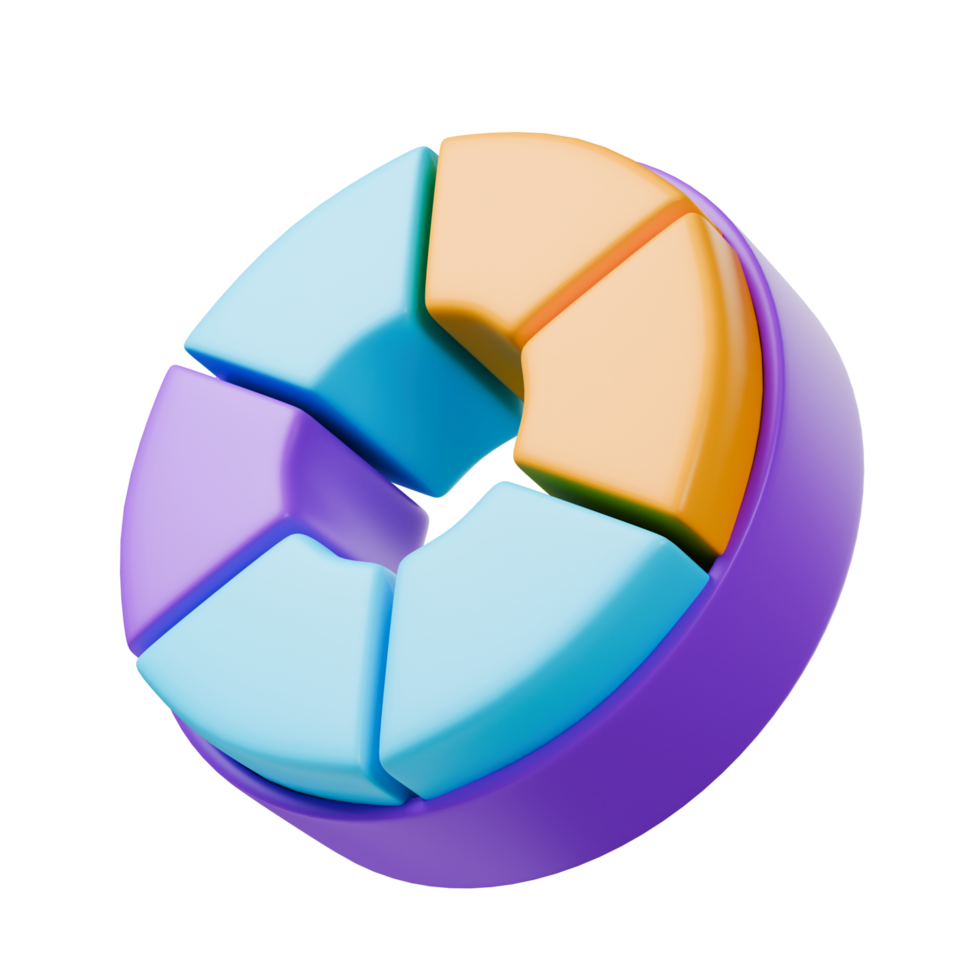 Pie graph growth business pastel color 3d render png