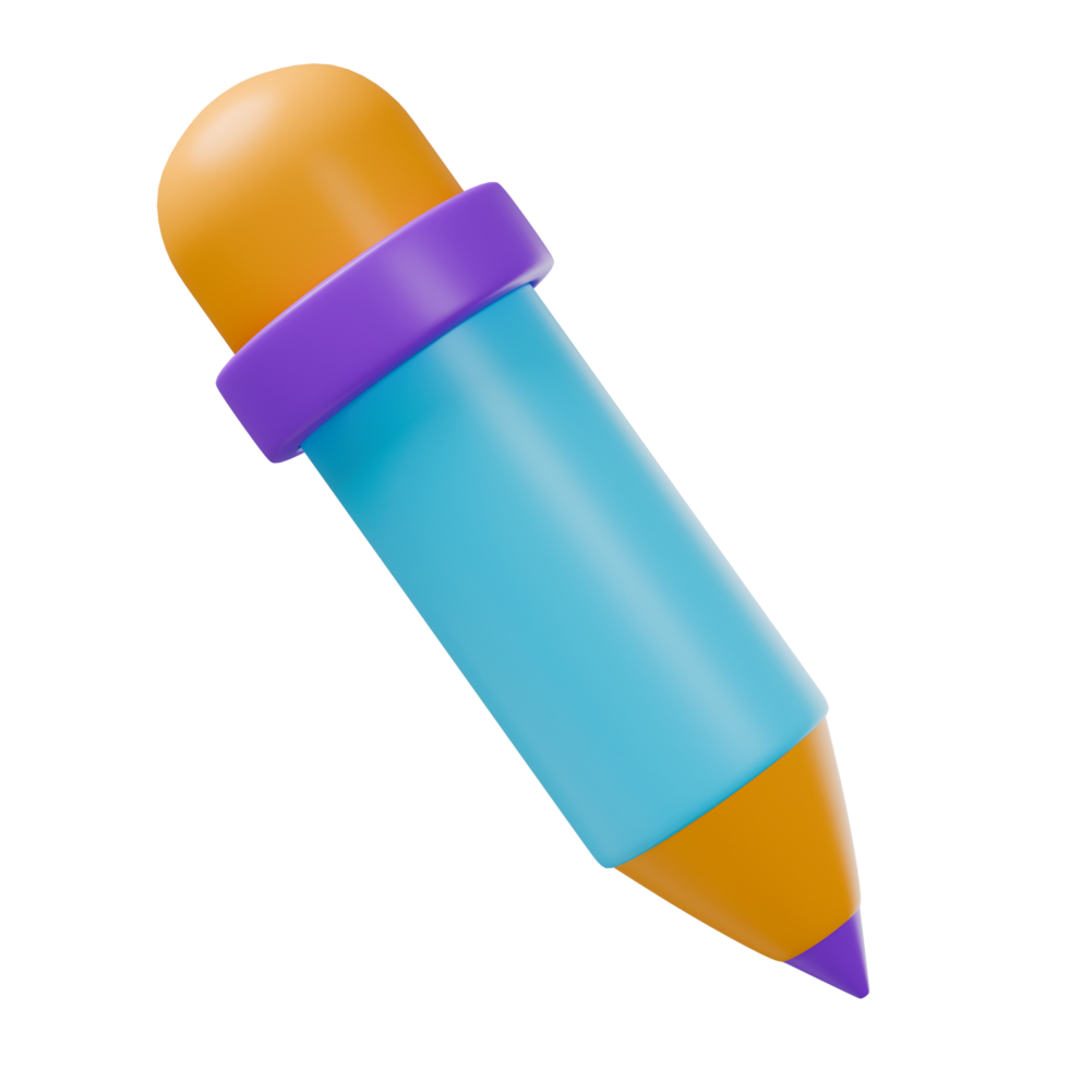 Pencil for note and draw education school pastel color 3d render png