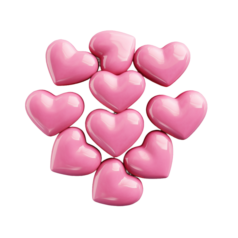 AI generated Generative AI Realistic pink hearts Images isolated on transparent background png