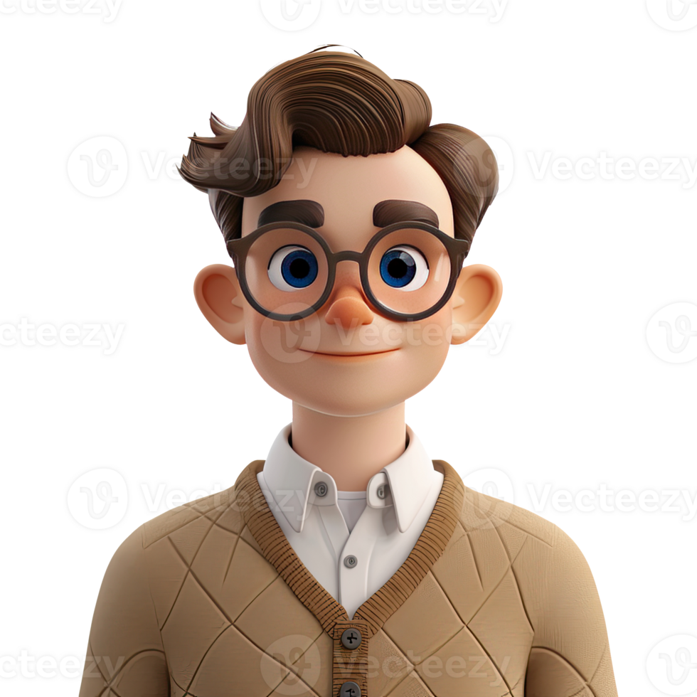 AI generated 3D Cute cartoon male teacher character png