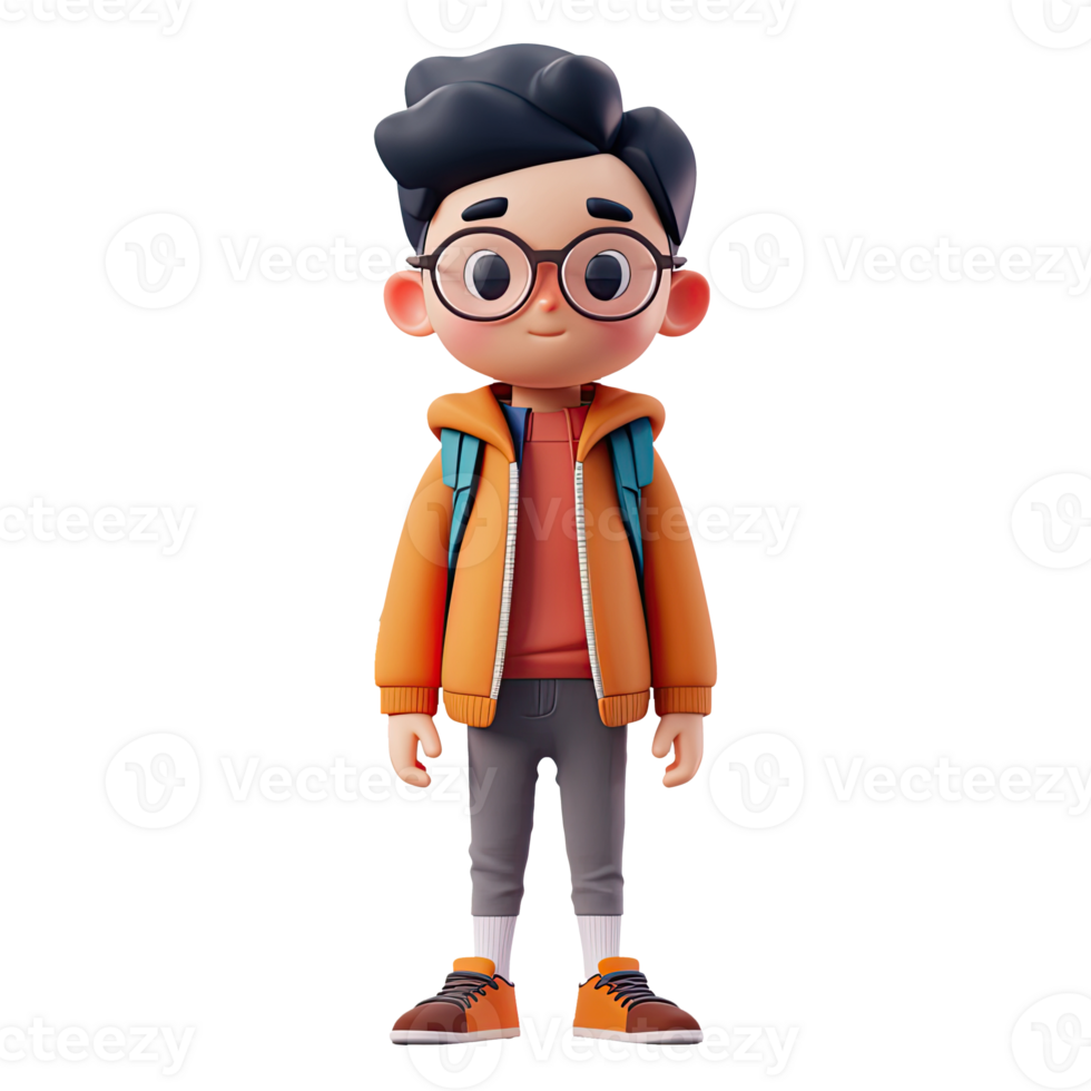 AI generated 3D happy cartoon boy png
