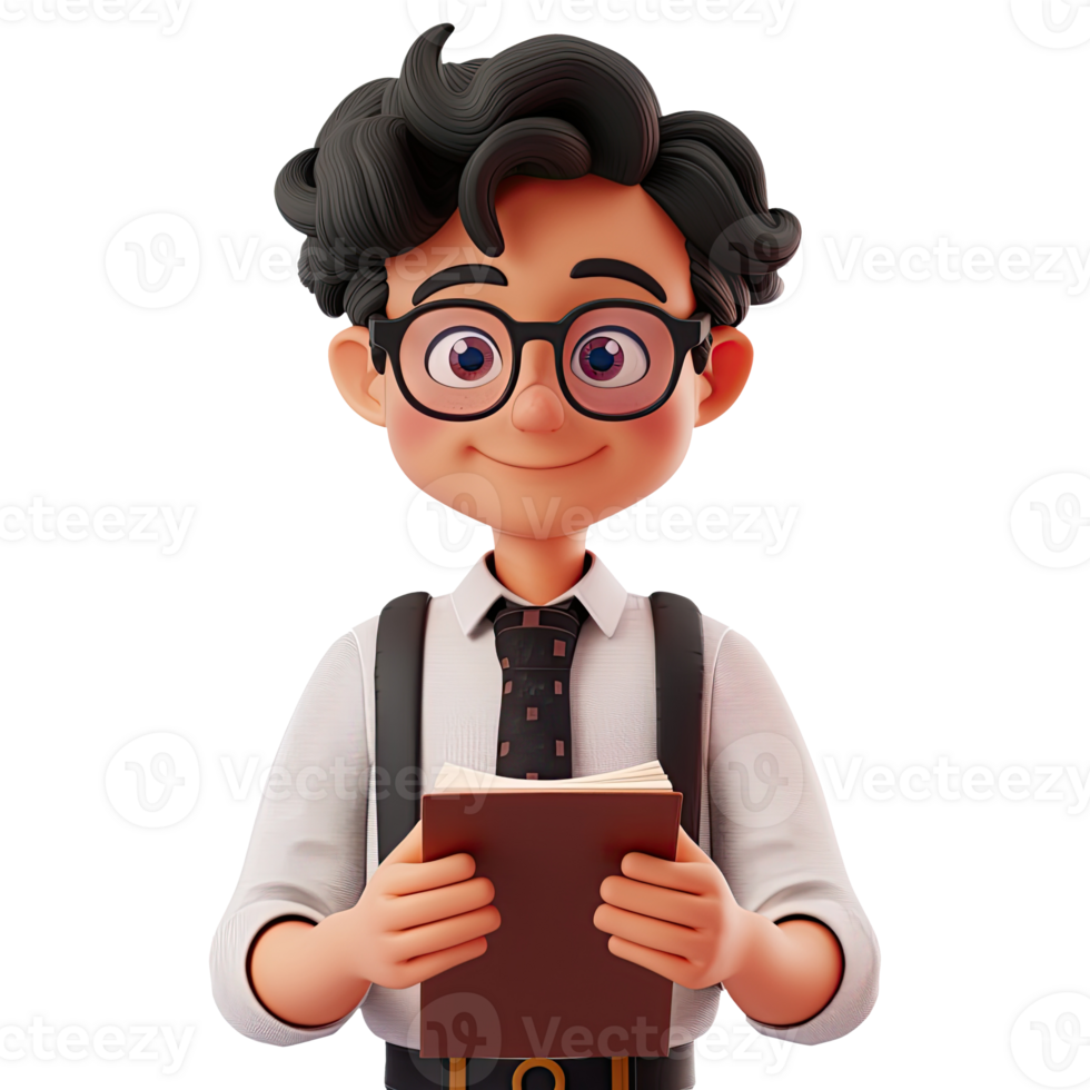 AI generated 3D Cute cartoon male teacher character png