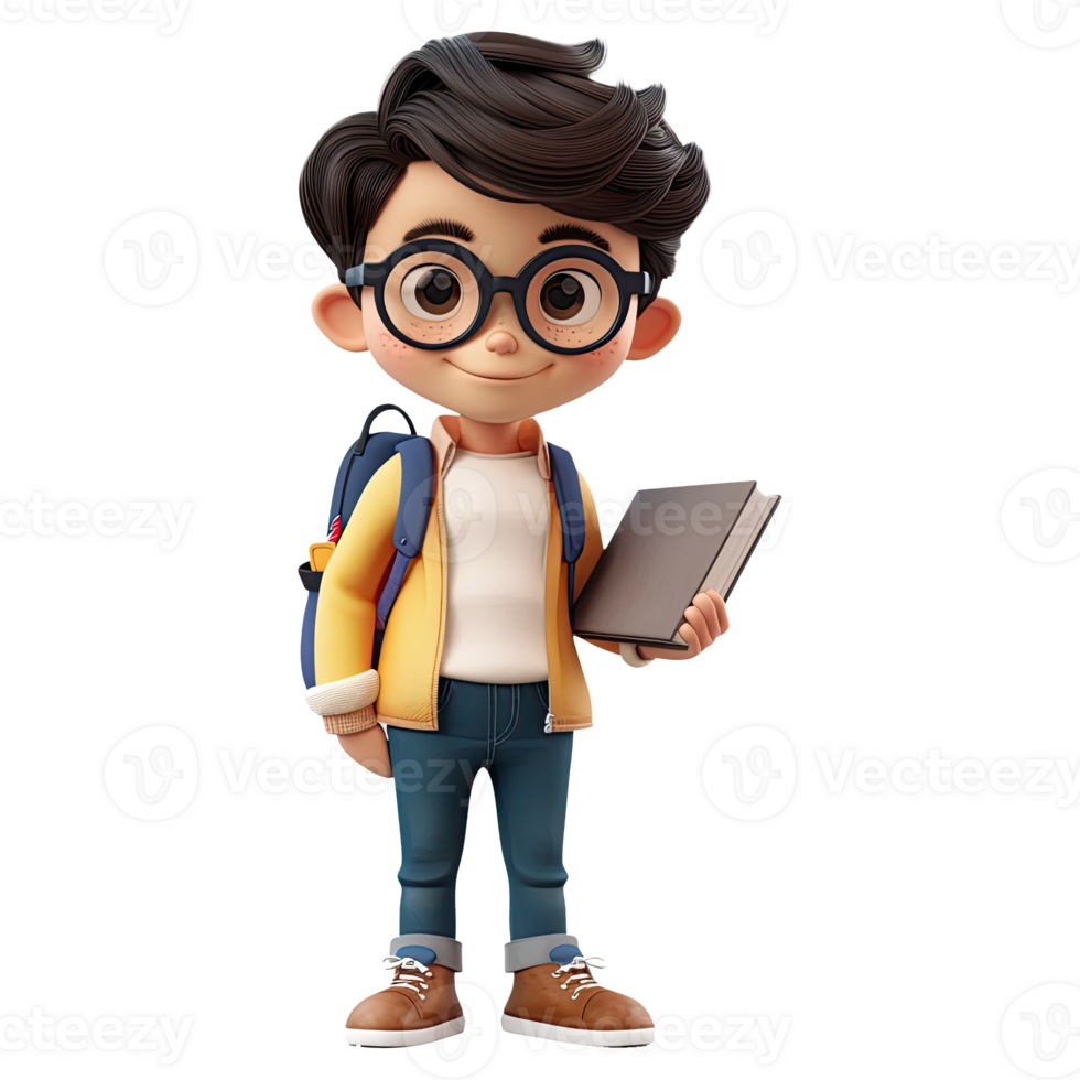 AI generated 3D happy cartoon boy png