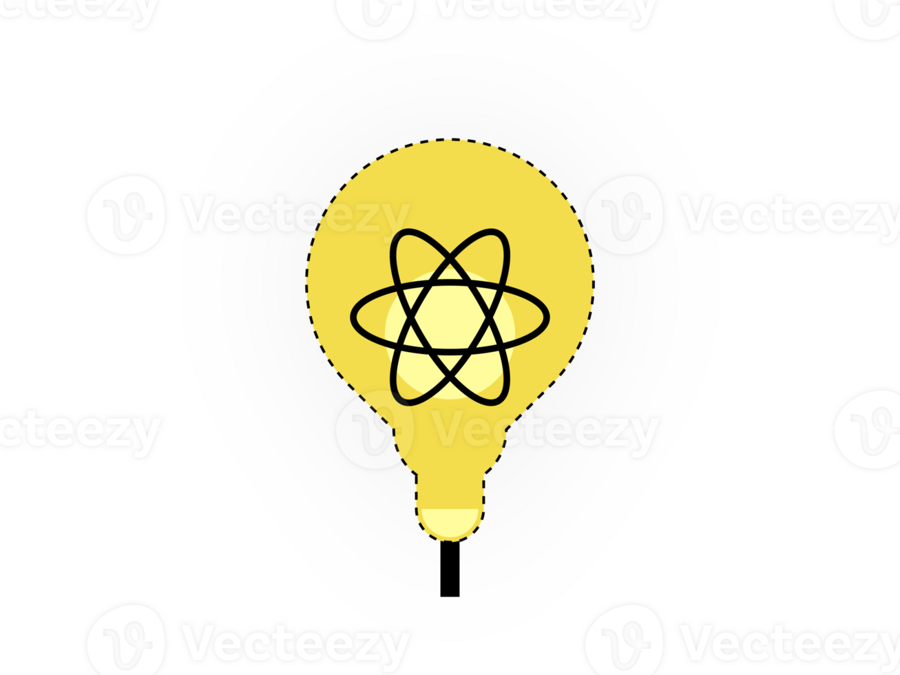 Lightbulb with atom inside. illustration in flat style. Concept thinking positive png