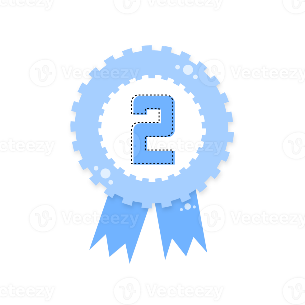 blue award certificate, Award with ribbons, gold silver bronze medal number 2 isolated on transparent background png