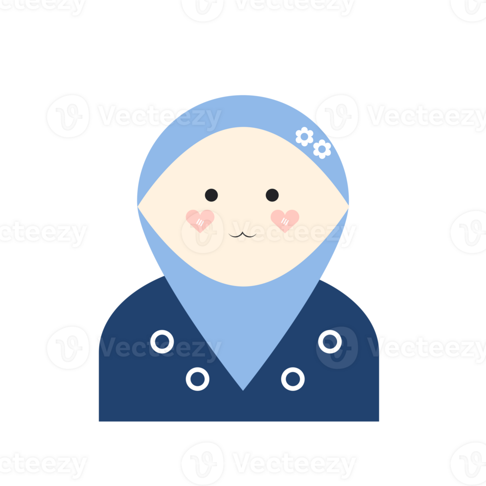 female muslim with smile character avatar png