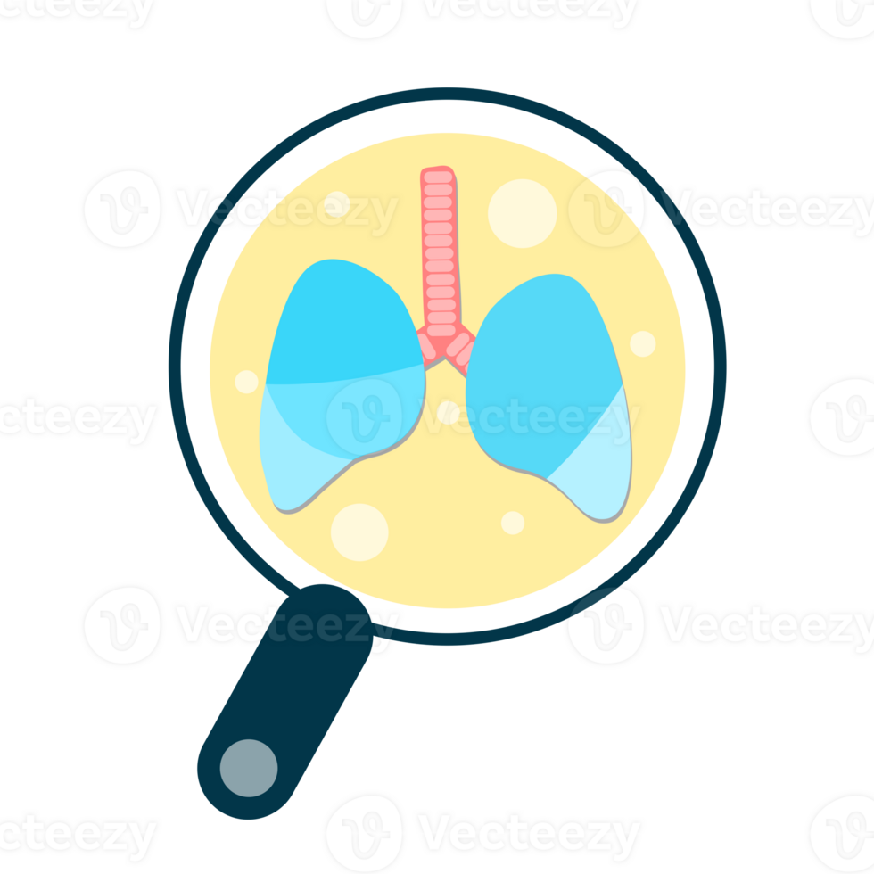 ampliação vidro olhando para pulmões diagnóstico Projeto dentro plano estilo png