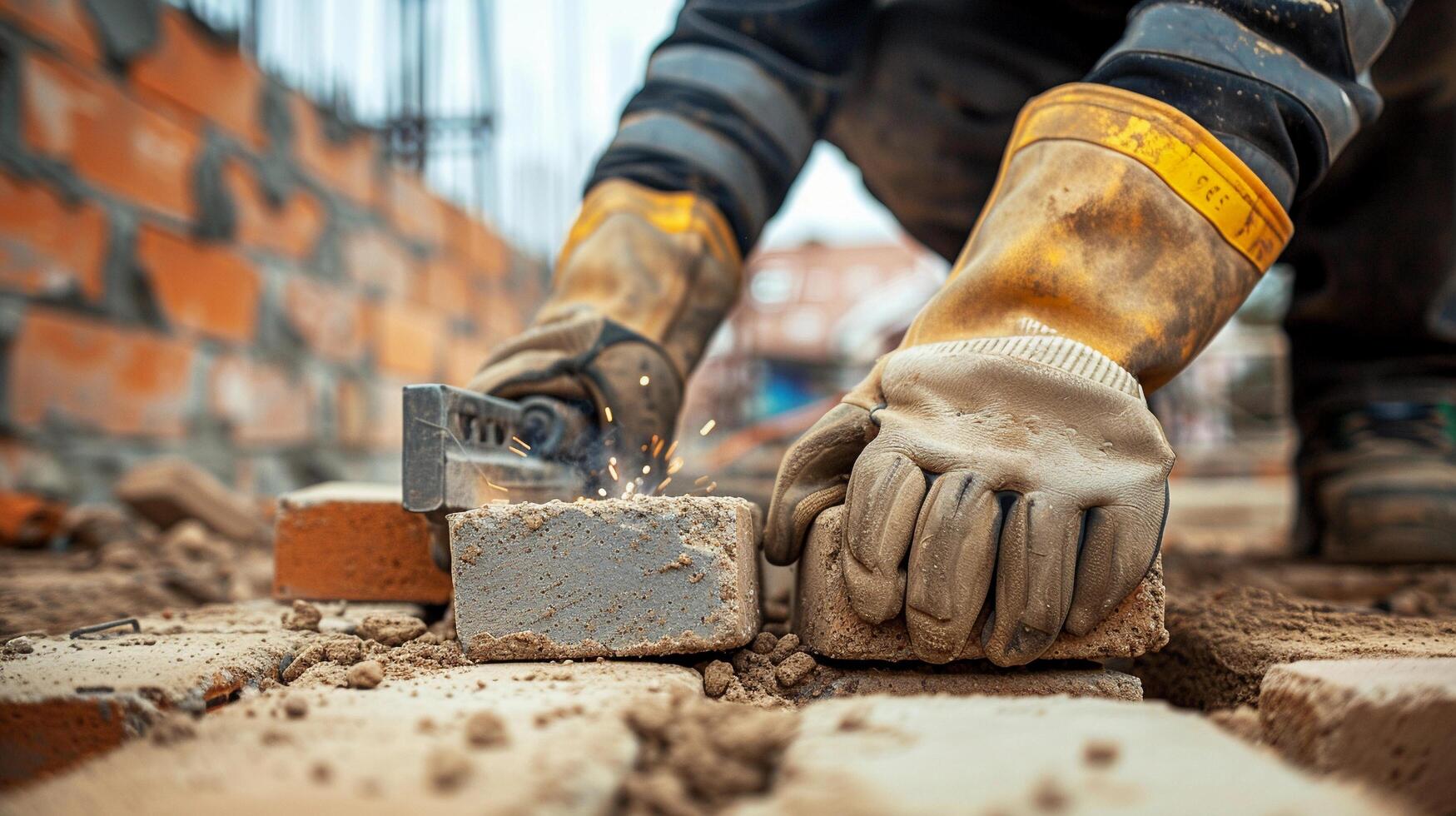 AI generated Craftsmanship with Care, a close-up of a construction worker's hands carefully welding tools, generative AI photo