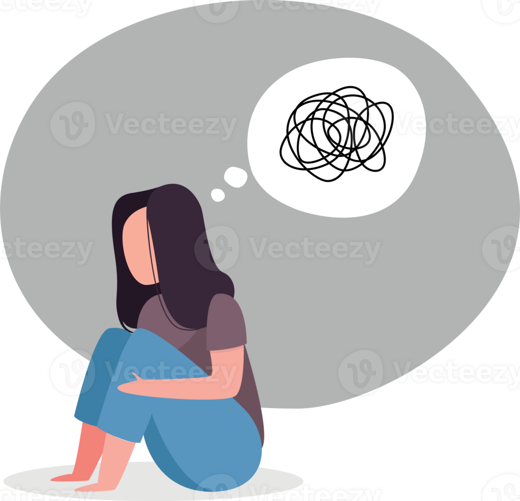 People are in a stressful lonely mood flat design png