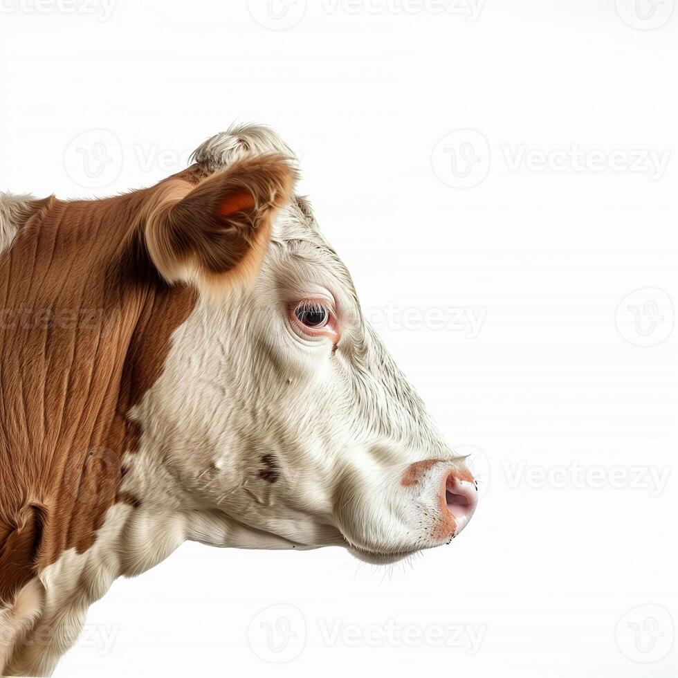 ai generado un vaca aislado en blanco antecedentes. foto