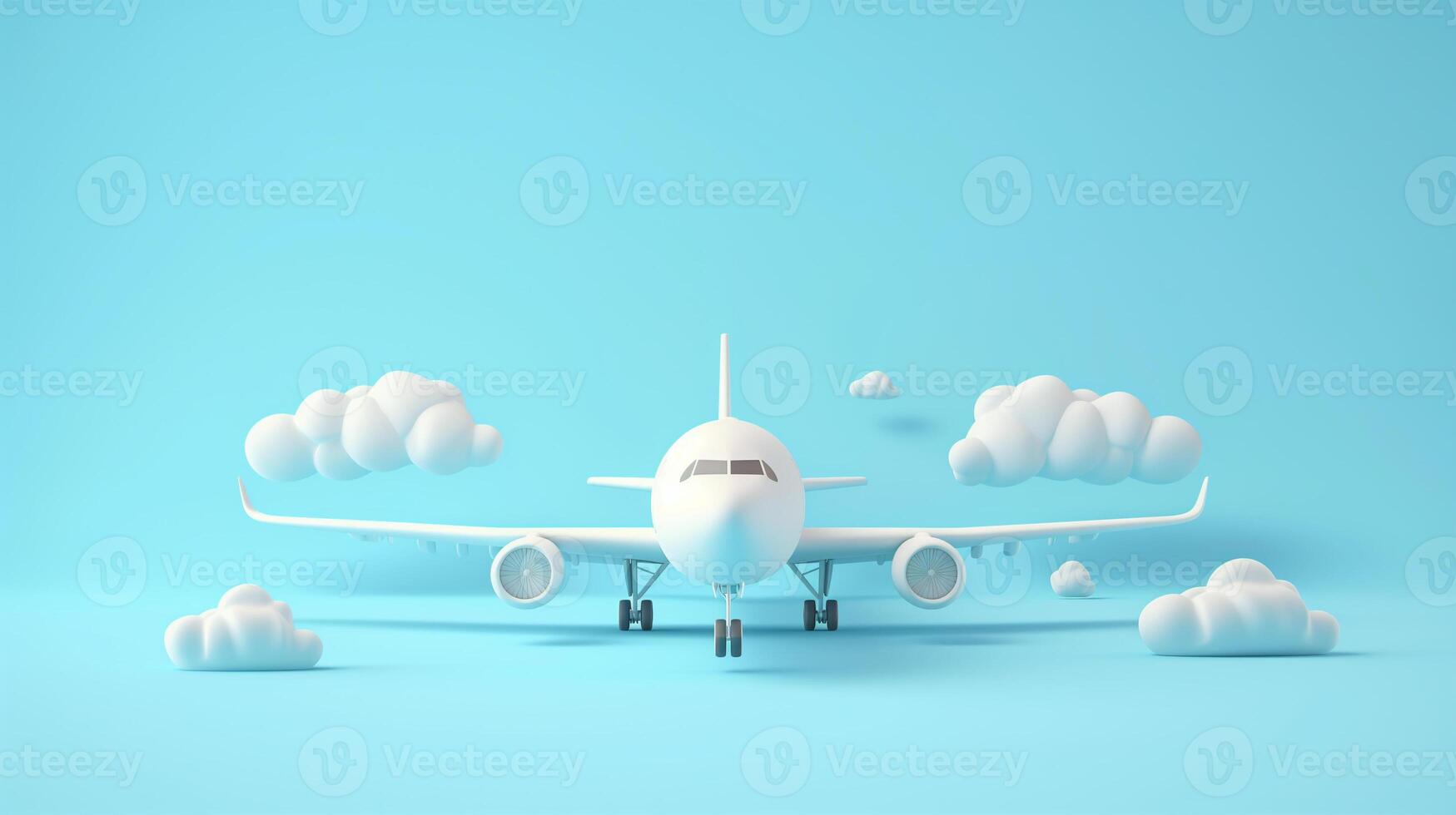 AI generated air plane with clouds 3d illustration photo