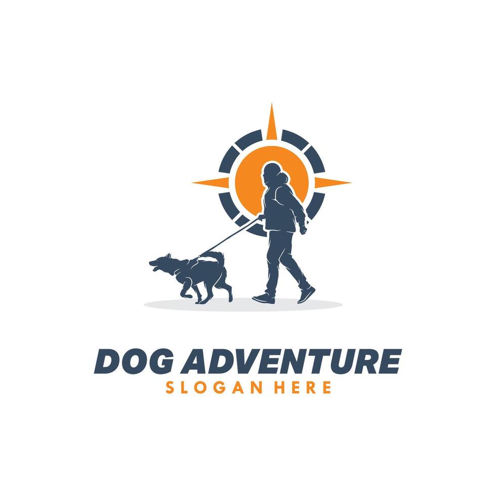 dog adventure vector logo design template