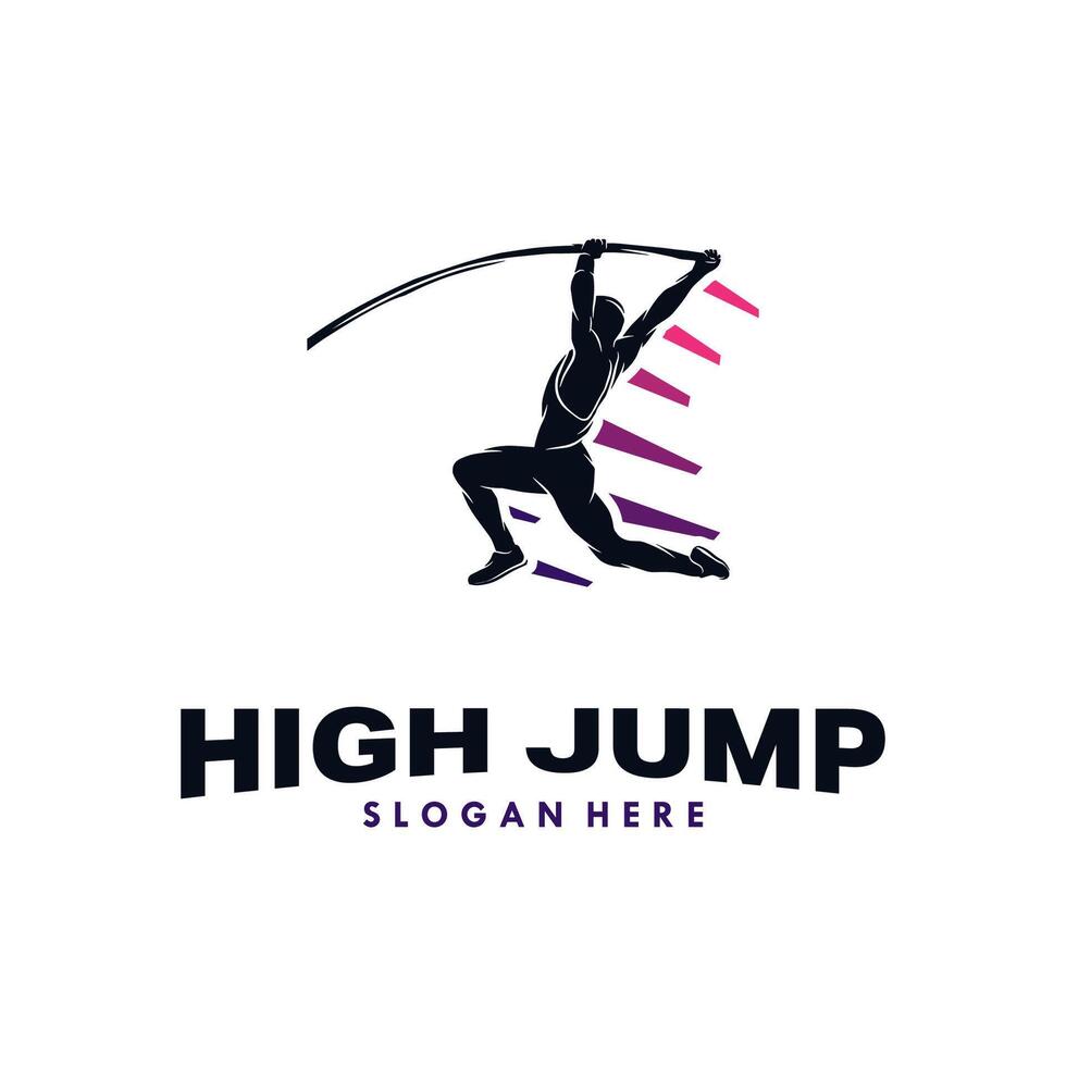 High Jump vector logo design template