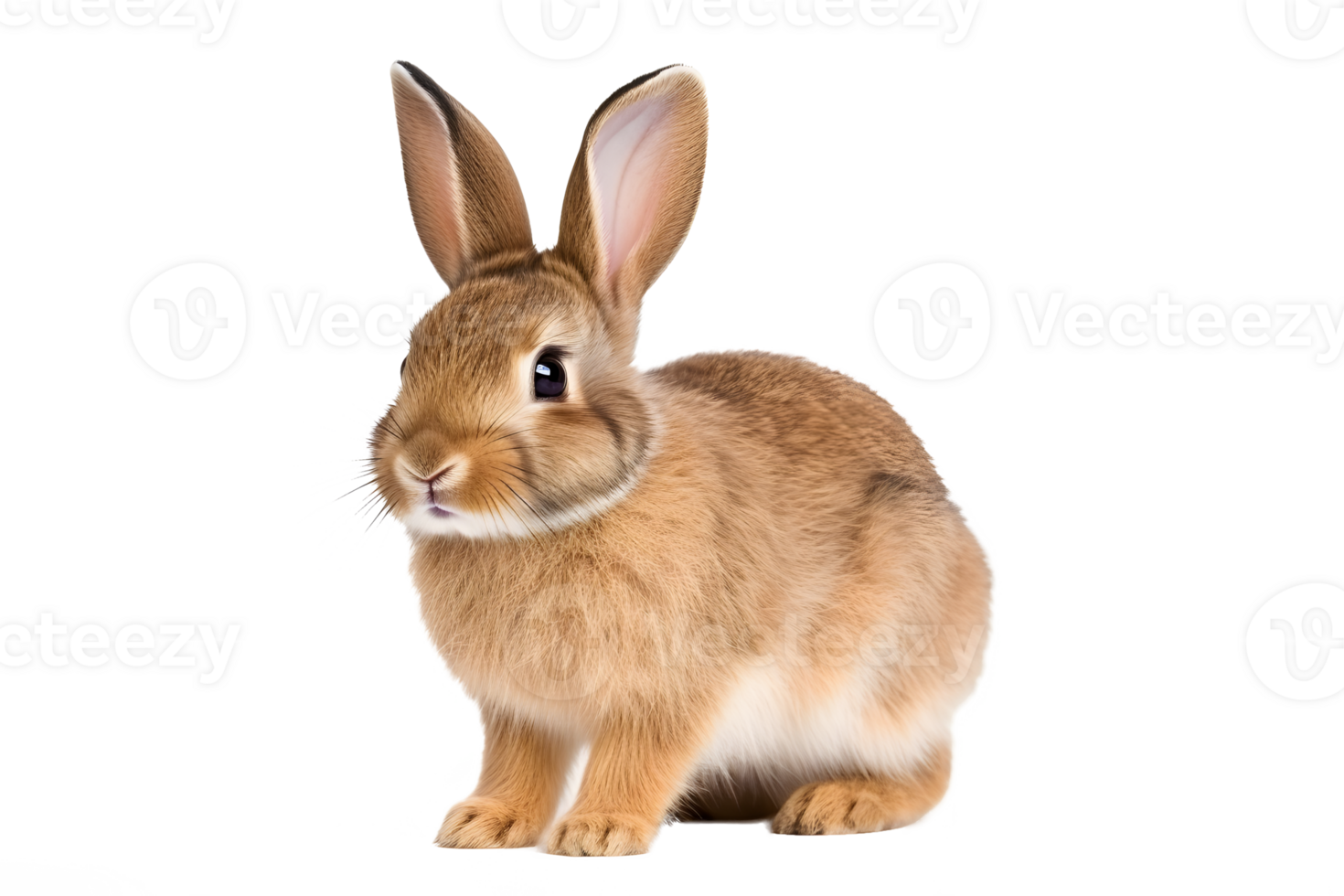 AI generated Side view cute brown rabbit isolated on transparent background png