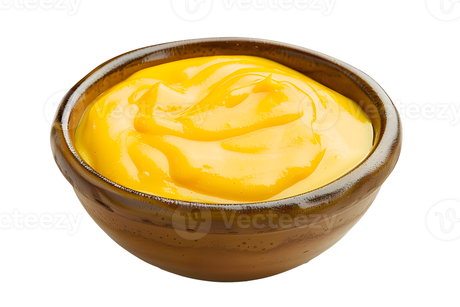 AI generated Mustard sauce in bowl isolated transparent background png