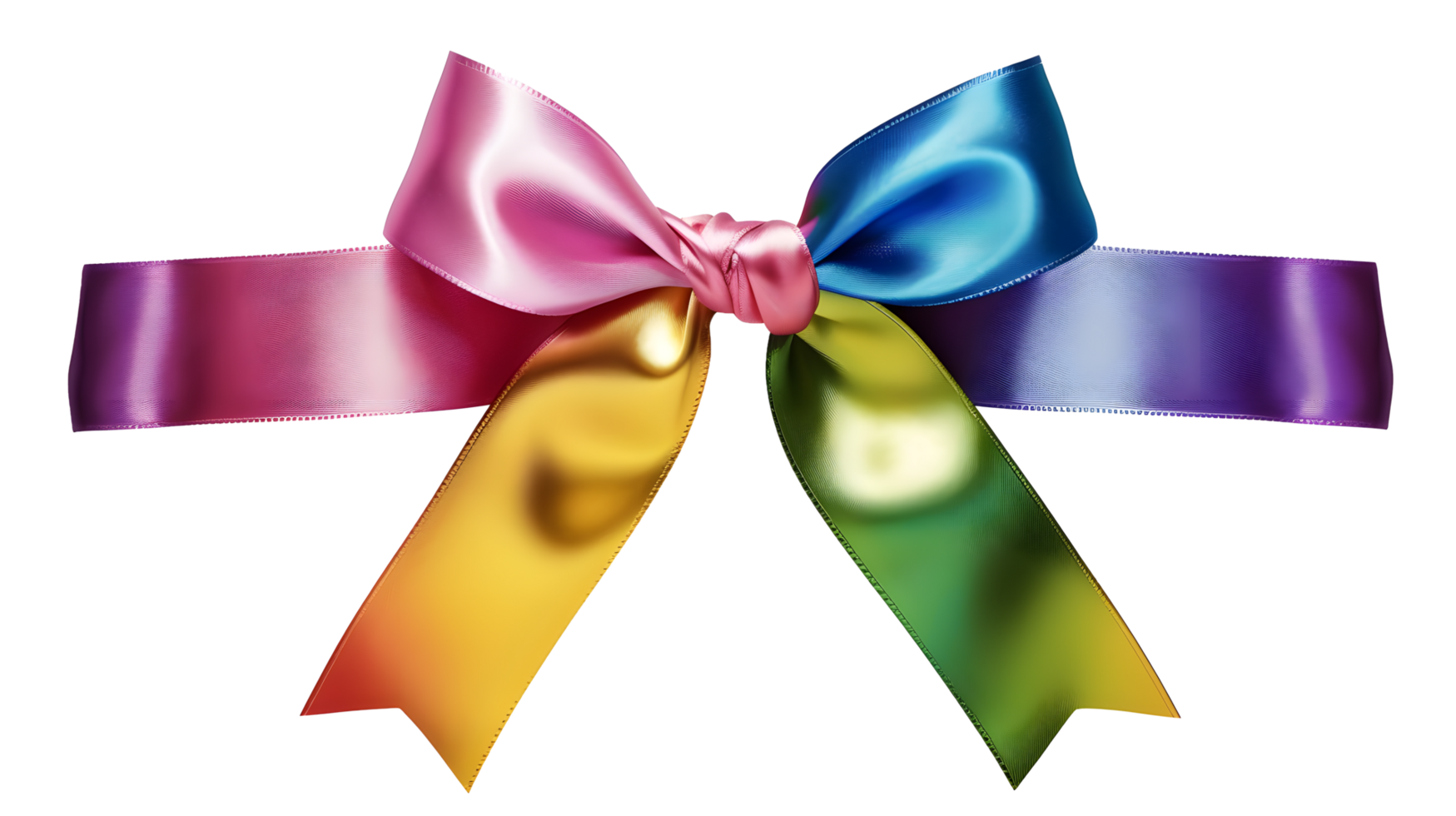 AI generated Realistic Colorful Ribbon Bow Isolated On Transparent Background png