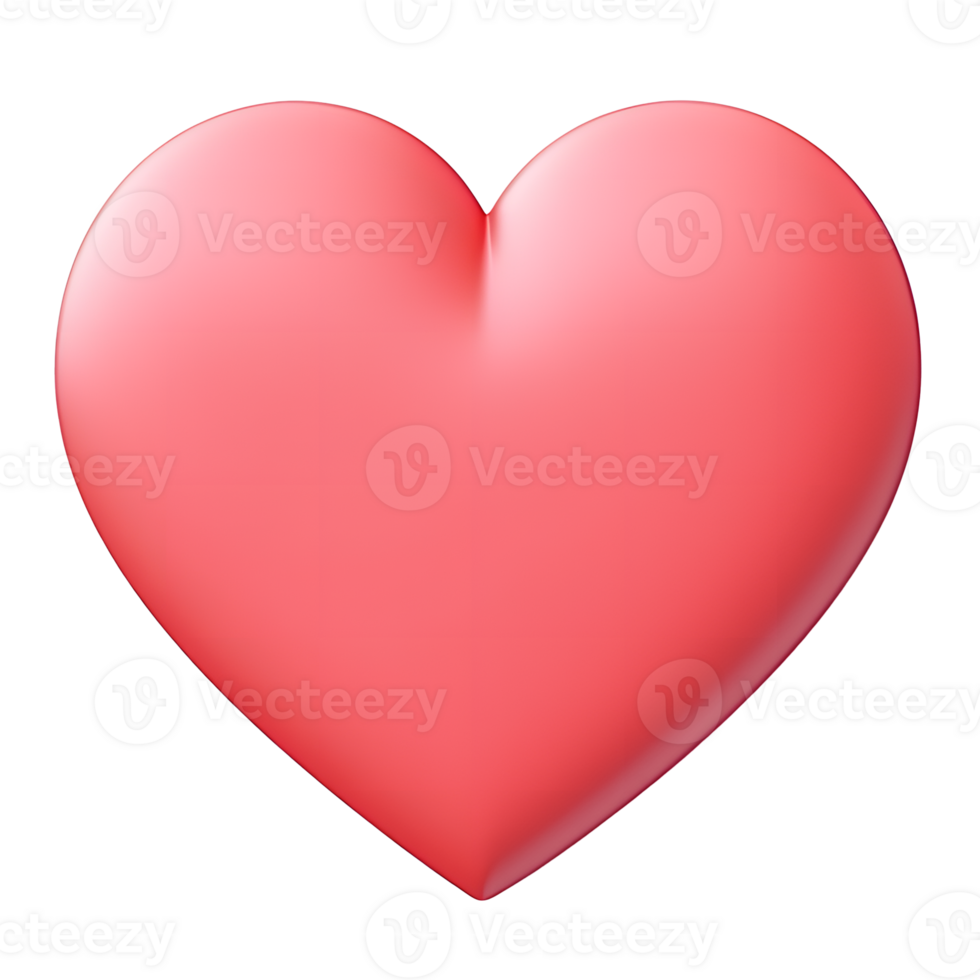 AI generated 3D red heart isolated transparent background png