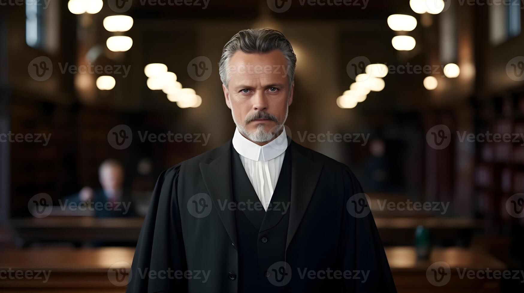 AI generated Portrait of a male lawyer on duty in court, generative AI photo