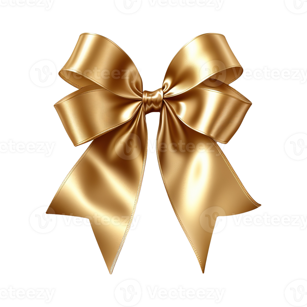 AI generated Golden bow isolated on transparent background png