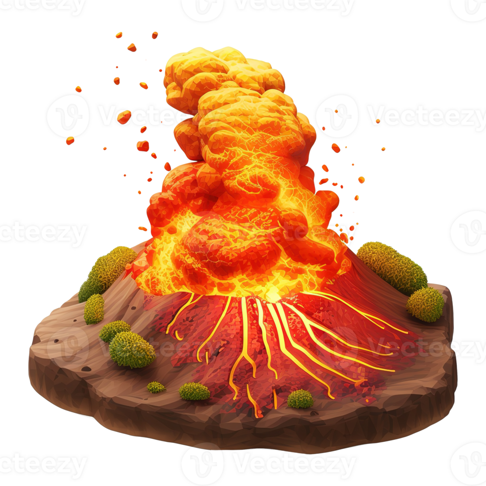 AI generated Volcanic eruption 3d icon isolated on transparent background png