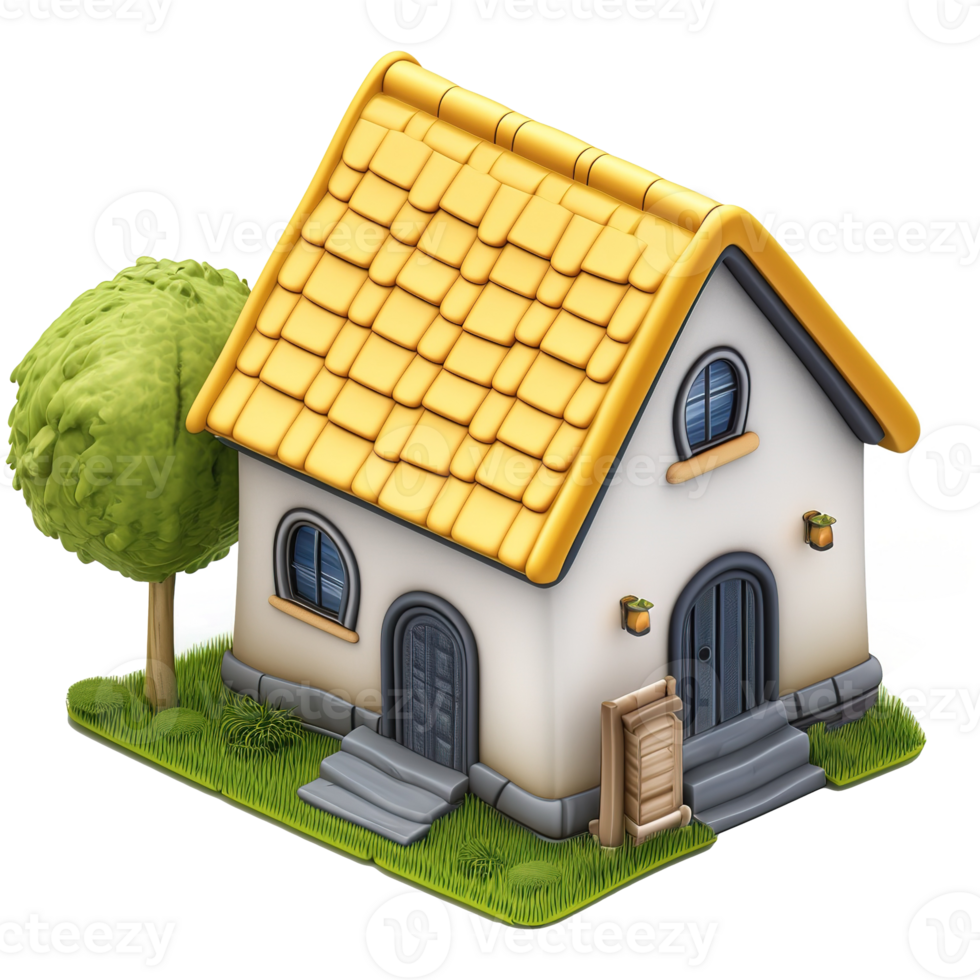 AI generated Houses 3d icon isolated on transparent background png