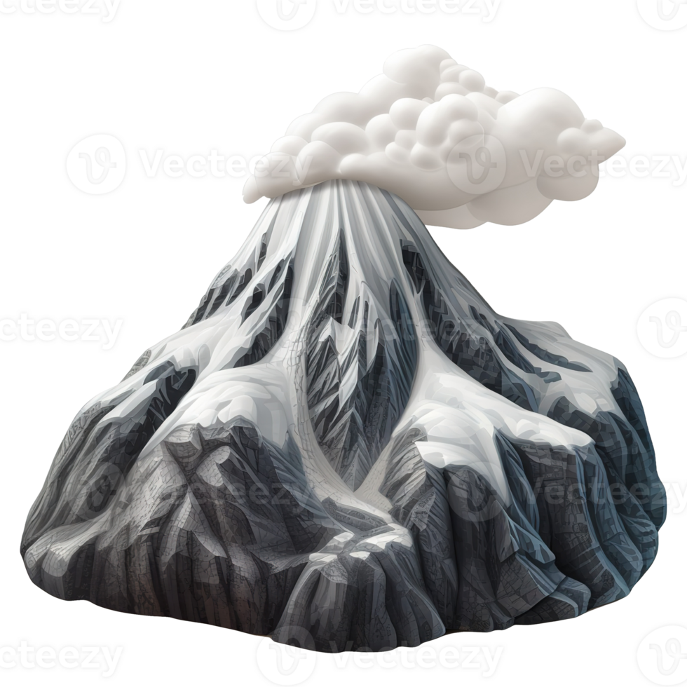 AI generated Volcanic eruption 3d icon isolated on transparent background png